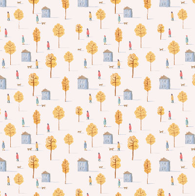 Rolgordijn voor het raam Huizen tussen de bomen