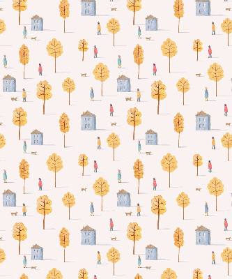 Rolgordijn voor het raam Huizen tussen de bomen