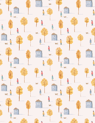 Rolgordijn voor het raam Huizen tussen de bomen