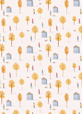 Rolgordijn voor het raam Huizen tussen de bomen