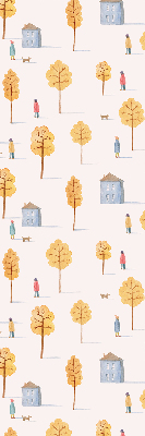 Rolgordijn voor het raam Huizen tussen de bomen