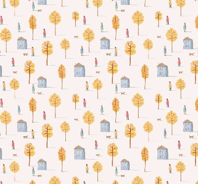 Rolgordijn voor het raam Huizen tussen de bomen