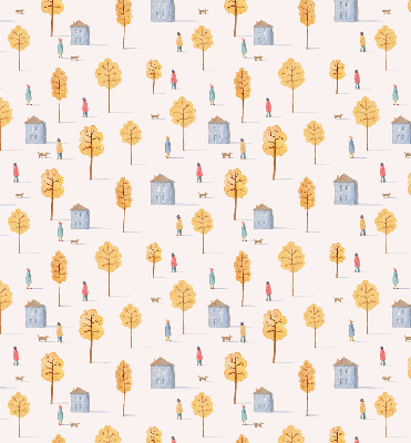 Rolgordijn voor het raam Huizen tussen de bomen