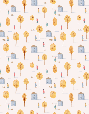 Rolgordijn voor het raam Huizen tussen de bomen