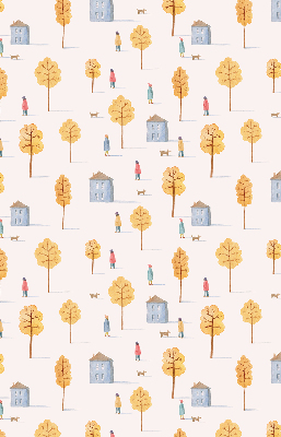 Rolgordijn voor het raam Huizen tussen de bomen