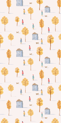 Rolgordijn voor het raam Huizen tussen de bomen