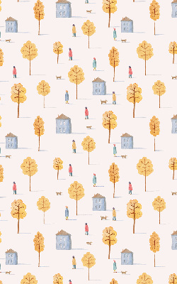 Rolgordijn voor het raam Huizen tussen de bomen