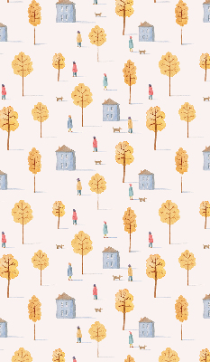 Rolgordijn voor het raam Huizen tussen de bomen