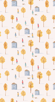 Rolgordijn voor het raam Huizen tussen de bomen