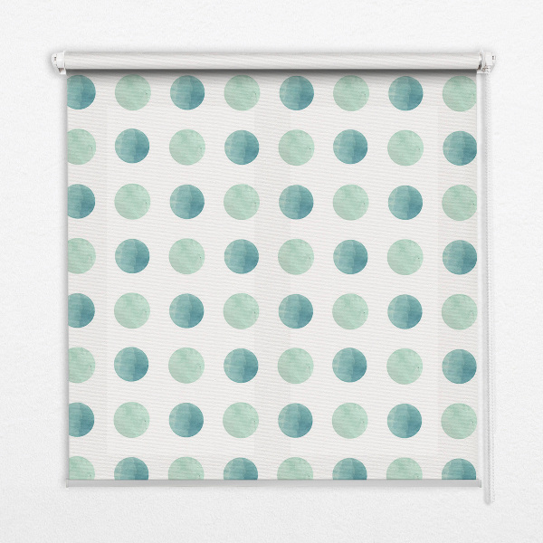 Rolgordijn voor het raam Turquoise stippen op een witte achtergrond