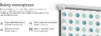 Rolgordijn voor het raam Turquoise stippen op een witte achtergrond