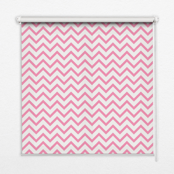 Rolgordijn verduisterend Horizontale roze zigzaglijnen