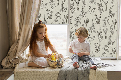 Rolgordijn verduisterend Getekende bloemen