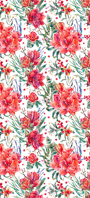 Rolgordijn voor het raam Rode bloemen