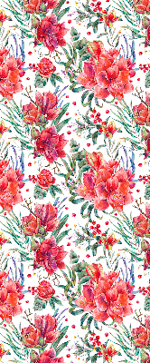 Rolgordijn voor het raam Rode bloemen