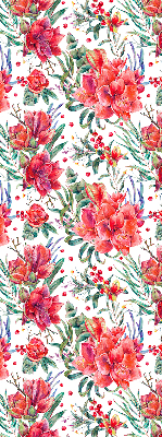 Rolgordijn voor het raam Rode bloemen