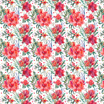 Rolgordijn voor het raam Rode bloemen