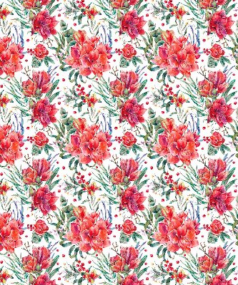 Rolgordijn voor het raam Rode bloemen