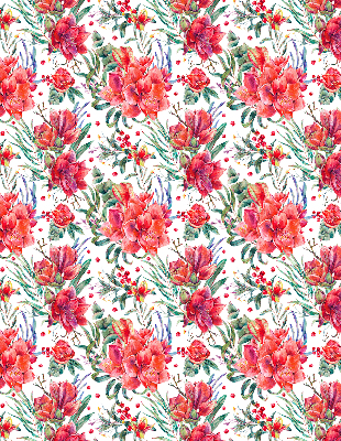 Rolgordijn voor het raam Rode bloemen