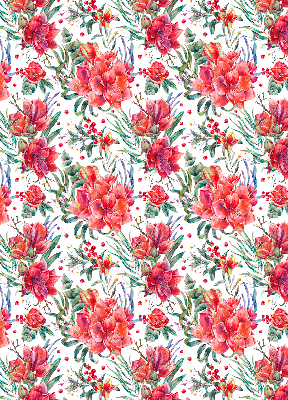 Rolgordijn voor het raam Rode bloemen