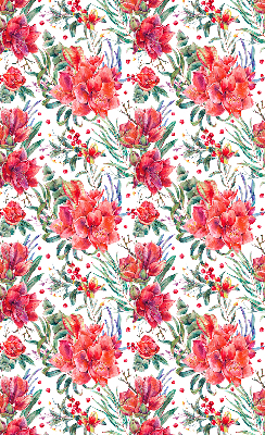 Rolgordijn voor het raam Rode bloemen