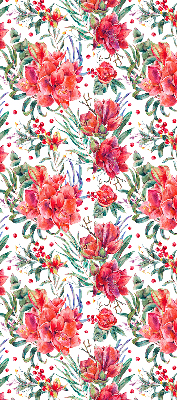 Rolgordijn voor het raam Rode bloemen