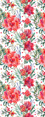 Rolgordijn voor het raam Rode bloemen