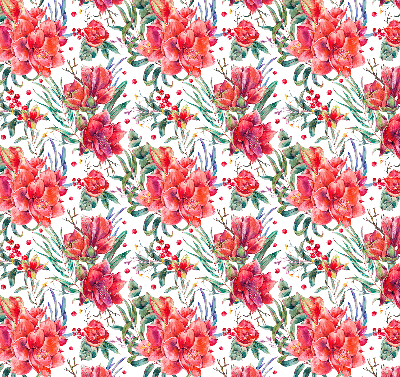 Rolgordijn voor het raam Rode bloemen