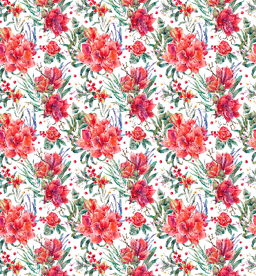 Rolgordijn voor het raam Rode bloemen