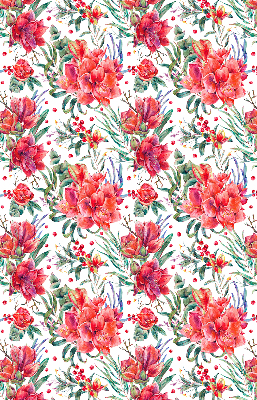 Rolgordijn voor het raam Rode bloemen