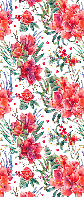 Rolgordijn voor het raam Rode bloemen