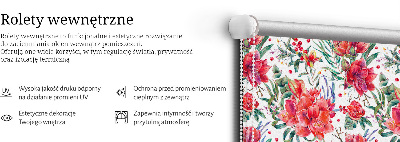 Rolgordijn voor het raam Rode bloemen