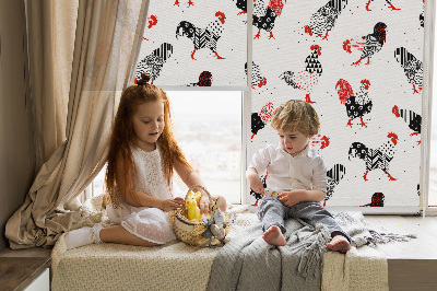 Rolgordijn voor het raam Hanen