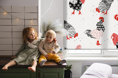 Rolgordijn voor het raam Hanen