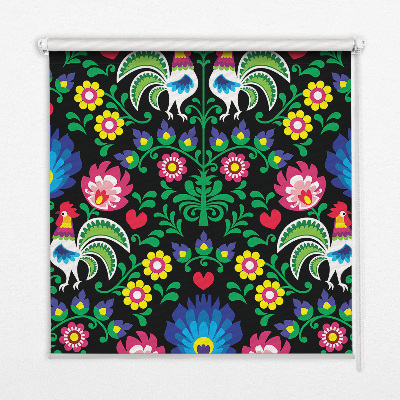 Rolgordijn voor het raam Kleurrijke hanen