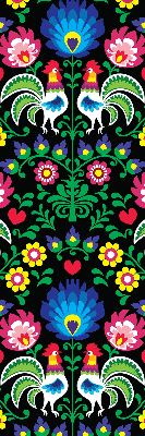 Rolgordijn voor het raam Kleurrijke hanen