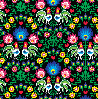 Rolgordijn voor het raam Kleurrijke hanen