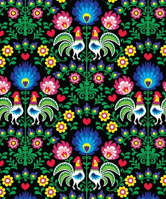 Rolgordijn voor het raam Kleurrijke hanen