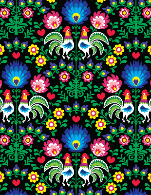 Rolgordijn voor het raam Kleurrijke hanen