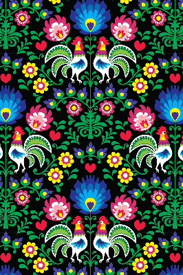 Rolgordijn voor het raam Kleurrijke hanen