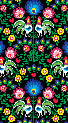 Rolgordijn voor het raam Kleurrijke hanen