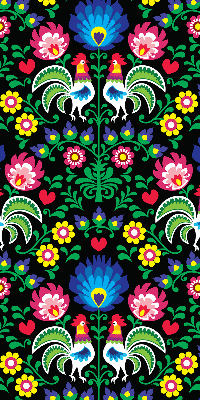 Rolgordijn voor het raam Kleurrijke hanen