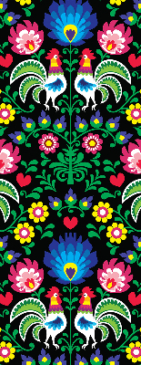 Rolgordijn voor het raam Kleurrijke hanen