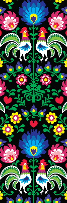 Rolgordijn voor het raam Kleurrijke hanen