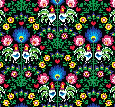 Rolgordijn voor het raam Kleurrijke hanen