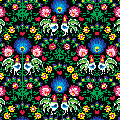 Rolgordijn voor het raam Kleurrijke hanen