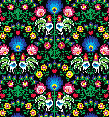 Rolgordijn voor het raam Kleurrijke hanen