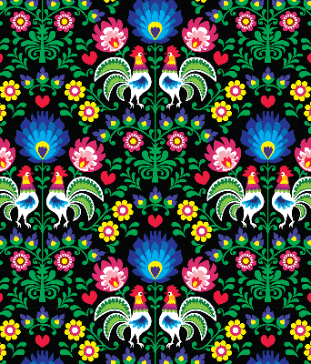 Rolgordijn voor het raam Kleurrijke hanen