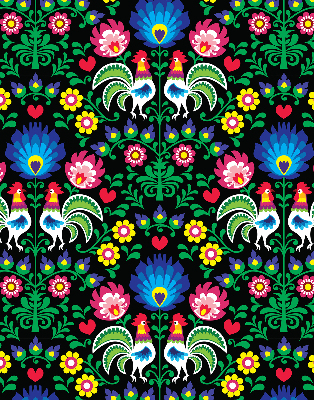 Rolgordijn voor het raam Kleurrijke hanen