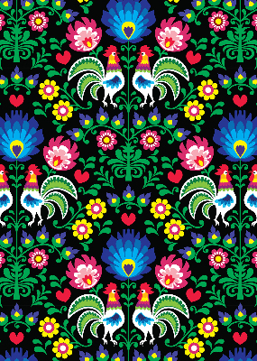 Rolgordijn voor het raam Kleurrijke hanen